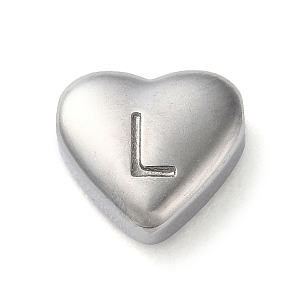 

PandaHall 201 Stainless Steel Beads, Stainless Steel Color, Heart, Letter L, 7x8x3.5mm, Hole: 1.5mm 201 Stainless Steel Letter L