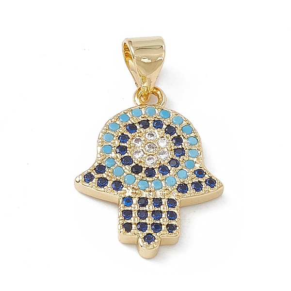 

PandaHall Rack Plating Brass Micro Pave Cubic Zirconia Pendants, Cadmium Free & Lead Free, Long-Lasting Plated, Hamsa Hand Charm, Real 18K...