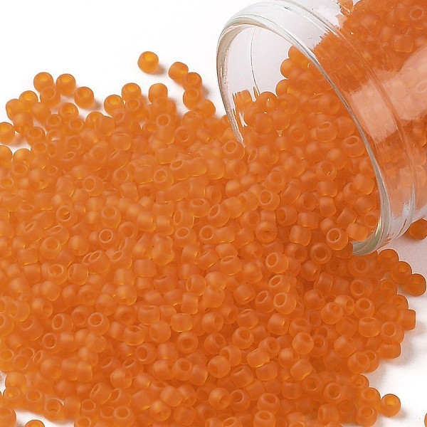 

PandaHall TOHO Round Seed Beads, Japanese Seed Beads, (10BF) Transparent Frost Hyacinth, 11/0, 2.2mm, Hole: 0.8mm, about 5555pcs/50g Glass..., Orange