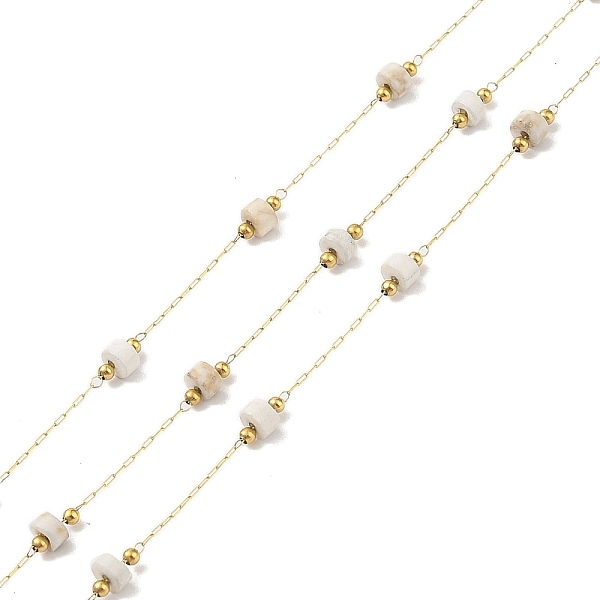

PandaHall Ion Plating(IP) 304 Stainless Steel Link Chains, Natural Howlite Beads & Spool, Soldered, Real 18K Gold Plated, 8x4mm, about 32.81...