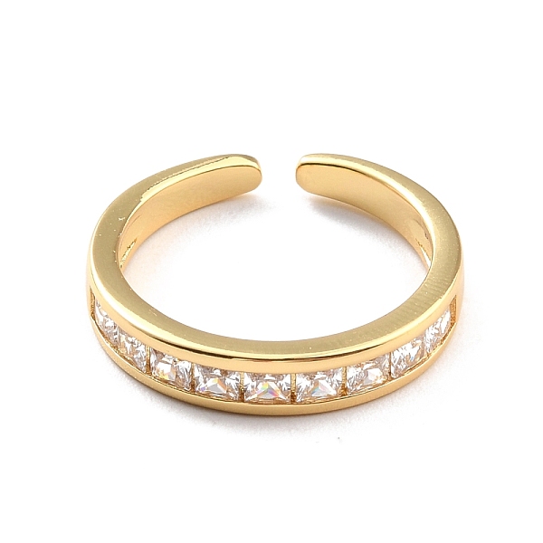 

PandaHall Clear Cubic Zirconia Open Cuff Ring for Women, Cadmium Free & Nickel Free & Lead Free, Real 18K Gold Plated, US Size 6 1/2(16.9mm)...