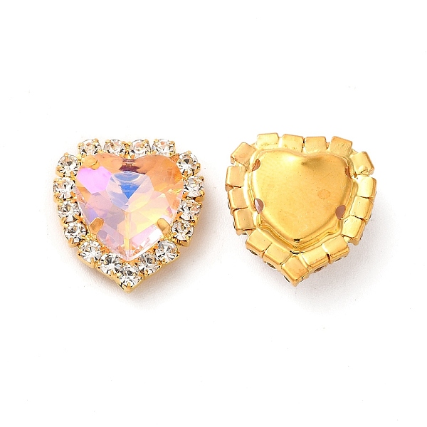 

PandaHall Moonlight Effect Heart Sew on Rhinestone, Multi-strand Links, with Golden Tone Brass Prong Settings, Garments Accessories, Light..., Pink