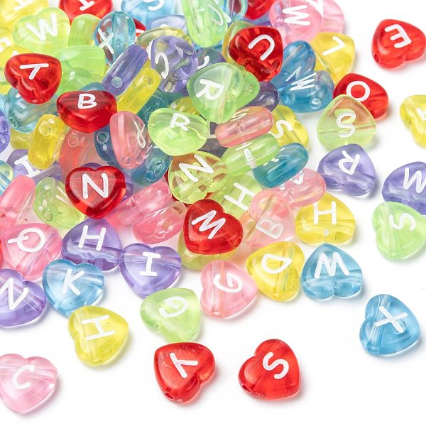 

PandaHall Transparent Acrylic Heart Horizontal Hole Letter Beads, Mixed Color, 10.5x11.5x4.5mm, Hole: 2mm Acrylic Heart Multicolor