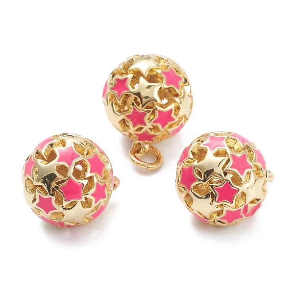 

PandaHall Brass Enamel Charms, with Jump Ring, Real 18K Gold Plated, Long-Lasting Plated, Round with Star, Flamingo, 14.5x12.5mm, Jump Ring..., Pink