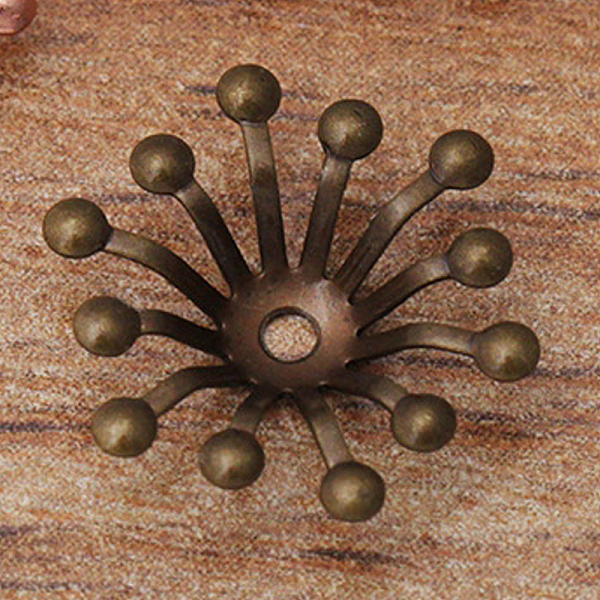 

PandaHall Brass Bead Caps, Hair Stick Accessories, Flower, Antique Bronze, 13mm Brass