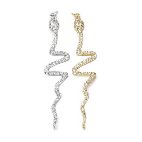

PandaHall Brass Clear Cubic Zirconia Pendants, with Jump Ring, Long-Lasting Plated, Lead Free & Cadmium Free, Snake, Mixed Color, Mixed...