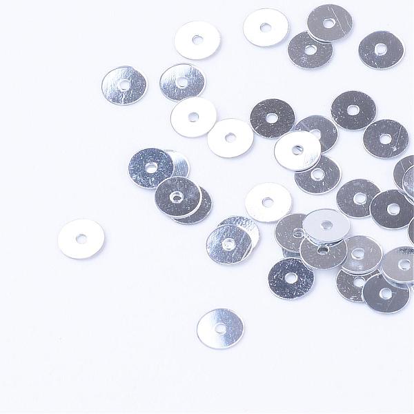 

PandaHall Ornament Accessories Plastic Paillette Beads, Sequins Beads, Disc, Silver, 6x0.2mm, Hole: 1mm, about 30000pcs/500g Plastic Disc...