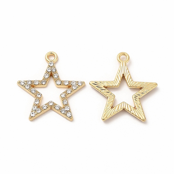 

PandaHall Alloy Rhinestone Pendants, Hollow Out Star Charms, Golden, 23x21x2mm, Hole: 1.5mm Alloy+Rhinestone Star Clear