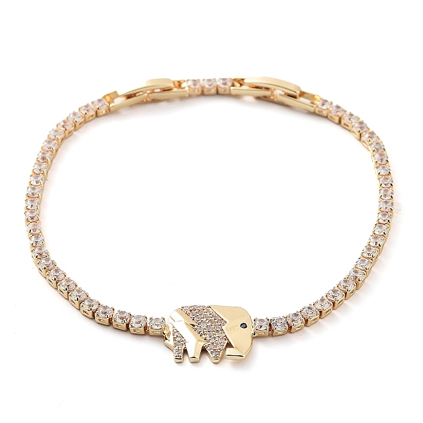 

PandaHall Golden Brass Link Bracelet, with Cubic Zirconia Tennis Chains, Long-Lasting Plated, Elephant, 7-7/8 inch(20cm) Cubic Zirconia...