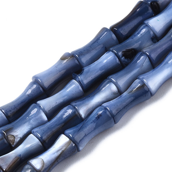 

PandaHall Natural Freshwater Shell Beads Strands, Dyed, Bamboo Stick, Steel Blue, 8x4.5x4.5mm, Hole: 0.7mm, about 45~48pcs/strand...