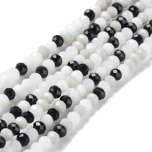 

PandaHall Glass Beads Strands, Faceted, Rondelle, Black, 6x5mm, Hole: 1mm, about 85~88pcs/strand, 16.1~16.5 inch(41~42cm) Glass Rondelle...