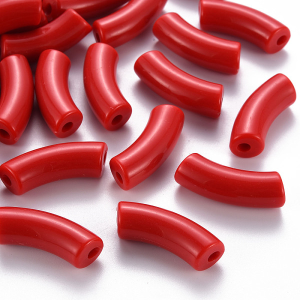 

PandaHall Opaque Acrylic Beads, Curved Tube, Red, 36x13.5x11.5mm, Hole: 4mm, about 133pcs/500g Acrylic Tube Red