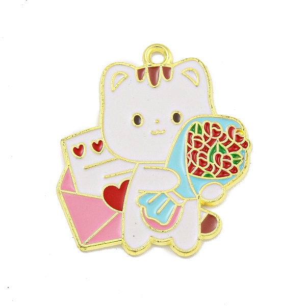 

PandaHall Valentine's Day Alloy Enamel Pendants, Golden, Bear Charm, Flower, 28x25x1mm, Hole: 1.6mm Alloy+Enamel Flower Red