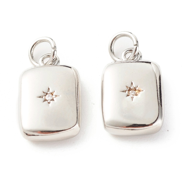 

PandaHall Brass Micro Pave Clear Cubic Zirconia Pendants, Cadmium Free & Lead Free, Rectangle, Platinum, 14x9.5x3.5mm, Hole: 3.5mm...