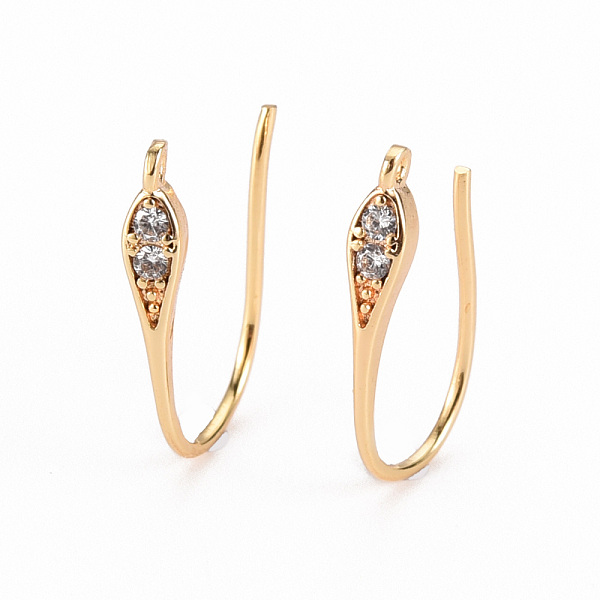 

PandaHall Brass Micro Pave Cubic Clear Zirconia Earring Hooks, with Horizontal Loop, Ear Wire, Nickel Free, Real 18K Gold Plated, 17.5x2.5mm...