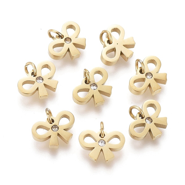 

PandaHall 316 Surgical Stainless Steel Charms, with Crystal Rhinestone and Jump Ring, Laser Cut, Bowknot, Golden, 5.5x7.5x1.5mm, Jump Ring...