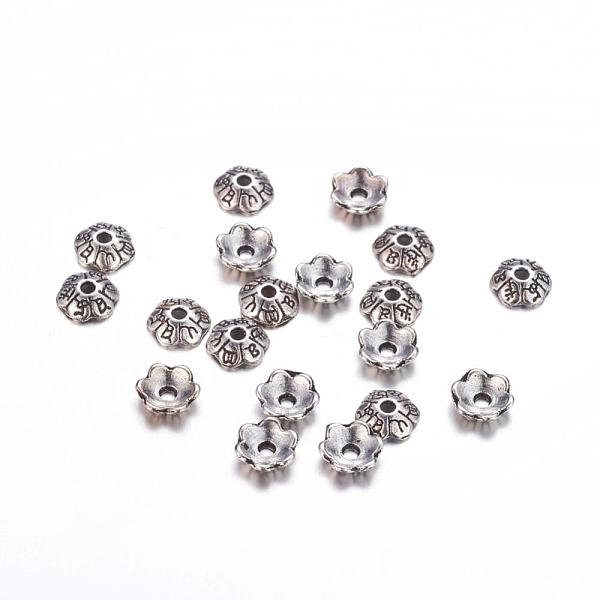 

PandaHall 6-Petal Tibetan Style Alloy Flower Bead Caps, Cadmium Free & Nickel Free & Lead Free, Antique Silver, 6x2mm, Hole: 1mm Alloy