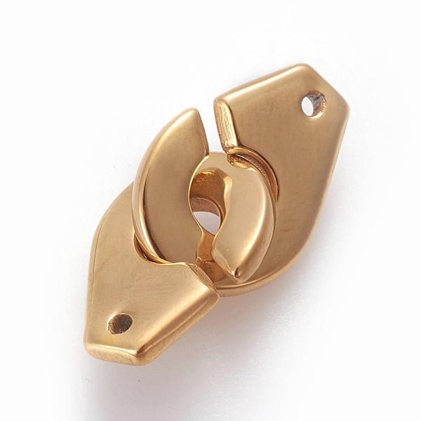 

PandaHall Ion Plating(IP) 304 Stainless Steel Interlocking Clasps, Golden, 24x11x2mm, Hole: 1mm 304 Stainless Steel