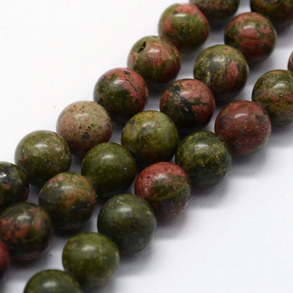 

PandaHall Natural Unakite Beads Strands, Round, 4mm, Hole: 0.6mm, about 95pcs/strand, 14.76 inch(37.5cm) Unakite Round