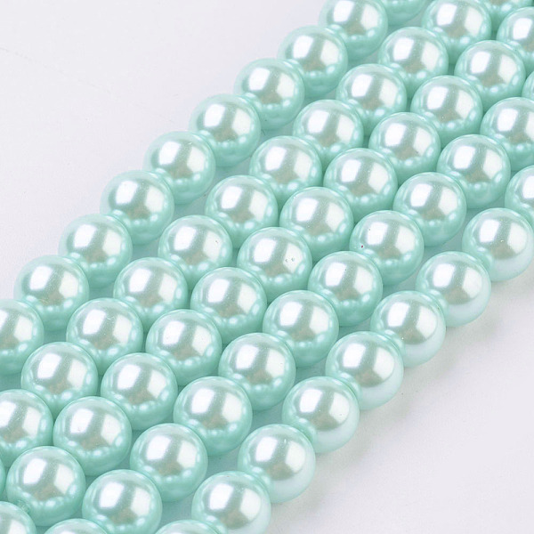 

PandaHall Eco-Friendly Glass Pearl Bead Strands, Round, Dyed, Cotton Cord Threaded, Pale Turquoise, 8mm, Hole: 1.2~1.5mm, about 52pcs/strand...