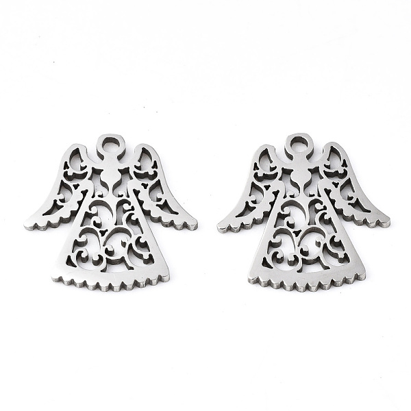 

PandaHall 201 Stainless Steel Pendants, Laser Cut, Angel, Stainless Steel Color, 15.5x15.5x1mm, Hole: 1.4mm 201 Stainless Steel Angel &...