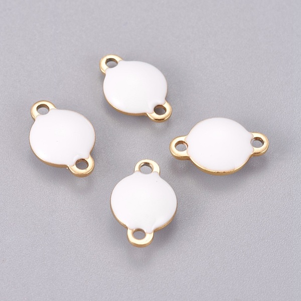 

PandaHall Ion Plating(IP) 304 Stainless Steel Enamel Links connectors, Enamelled Sequins, Flat Round, Golden, White, 12x8x4mm, Hole: 1.4mm...