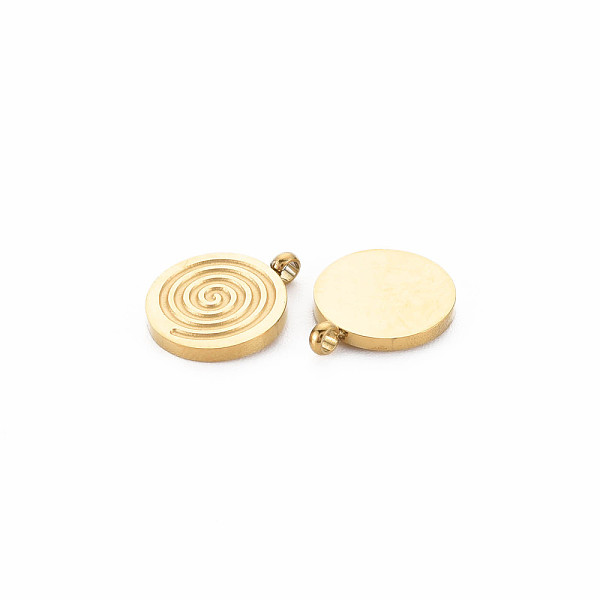 

PandaHall Ion Plating(IP) 304 Stainless Steel Charms, Flat Round with Vortex, Real 14K Gold Plated, 12.5x10x1.5mm, Hole: 1.6mm 304 Stainless...