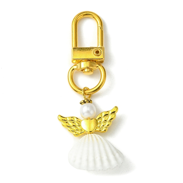 

PandaHall Angel Shell Pendant Decorations, with Alloy Swivel Clasps, Golden, 62mm Shell Angel & Fairy