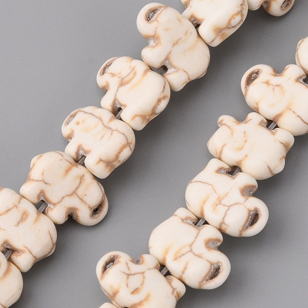

PandaHall Synthetic Turquoise Beads Strands, Elephant, WhiteSmoke, 10x15x5mm, Hole: 2mm, about 38pcs/strand, 15.35''(39cm) Synthetic..., White
