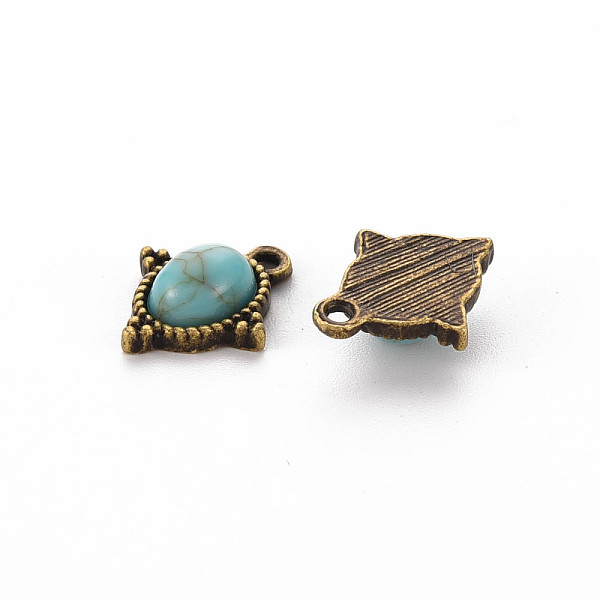 

PandaHall Tibetan Style Alloy Charms, with Synthetic Turquoise, Cadmium Free & Lead Free, Oval, Antique Bronze, 15x12x5mm, Hole: 1.5mm Alloy...