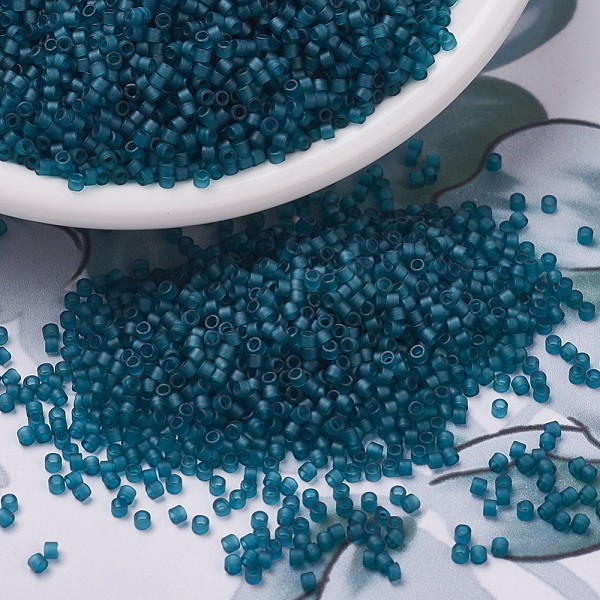 

PandaHall MIYUKI Delica Beads, Cylinder, Japanese Seed Beads, 11/0, (DB0788) Dyed Semi-Frosted Transparent Dark Teal, 1.3x1.6mm, Hole: 0.8mm..., Cyan
