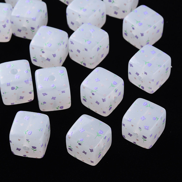 

PandaHall Printed Acrylic Beads, Square with Flower Pattern, Medium Slate Blue, 16x16x16mm, Hole: 3mm Acrylic Flower