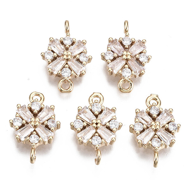 

PandaHall Christmas Brass Micro Pave Cubic Zirconia Links Connectors, Snowflake, Long-Lasting Plated, Light Gold, Clear, 15x10.5x3mm, Hole...