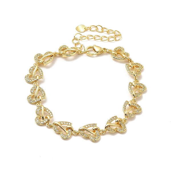 

PandaHall Clear Cubic Zirconia Heart Link Chain Bracelet, Rack Plating Brass Jewelry for Women, Lead Free & Cadmium Free, Long-Lasting...