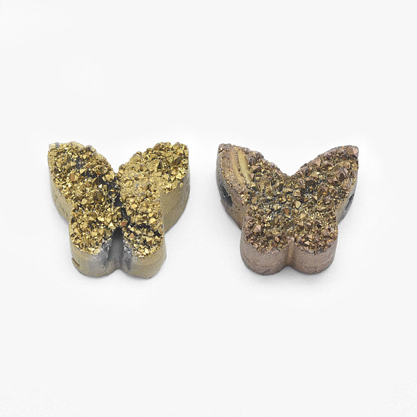 

PandaHall Natural Druzy Quartz Crystal Beads, Dyed, Rainbow Plated, Butterfly, Gold, 10x12x5~7mm, Hole: 1mm Quartz Crystal Butterfly Gold