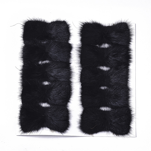 

PandaHall Faux Mink Fur Rectangle Decoration, Pom Pom Ball, for DIY Bowknot Hair Accessories Craft, Black, 11.3~12x5.5~6cm, about...