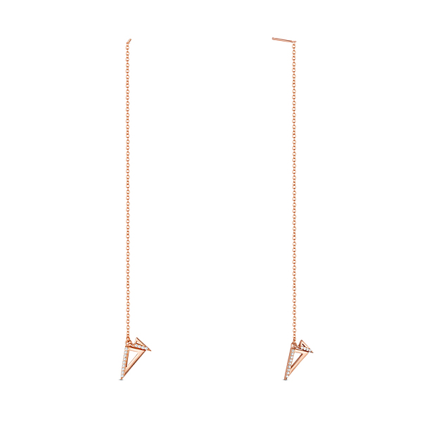 

PandaHall SHEGRACE 925 Sterling Silver Thread Earrings, with Micro Pave AAA Cubic Zirconia, Triangle, Rose Gold, 130mm Sterling Silver Clear
