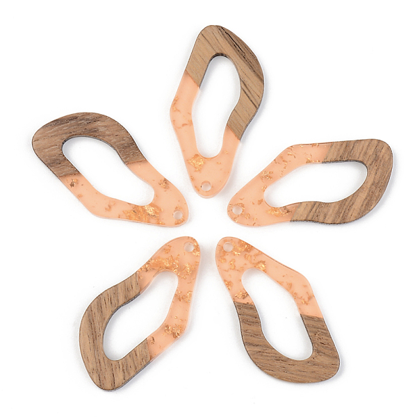 

PandaHall Transparent Resin & Walnut Wood Pendants, with Gold Foil, Teardrop, Dark Salmon, 38x20x3mm, Hole: 2mm Resin+Wood Teardrop Red