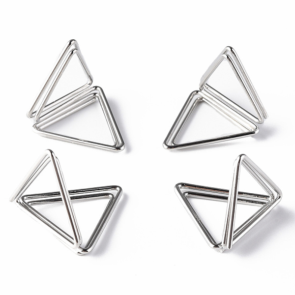 

PandaHall Mini Iron Place Card Holders, Cute Table Card Holders, for Wedding, Parties, Triangle, Platinum, 17x23x24~30mm Iron Triangle