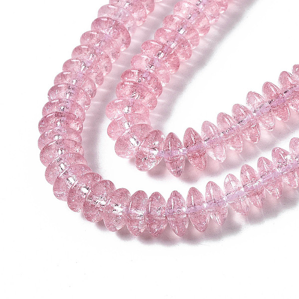 

PandaHall Crackle Glass Beads, Dyed & Heated, Rondelle, Pale Violet Red, 6x3.5mm, Hole: 1.2mm, about 147pcs/strand, 15.23 inch(38.7cm) Glass...