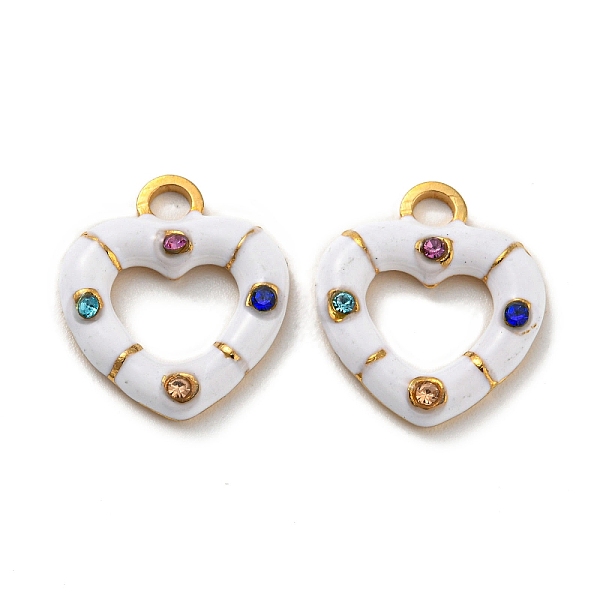 

PandaHall 304 Stainless Steel Pendants, with Glass and Enamel, Real 18K Gold Plated, Heart Charm, White, 15x13x3mm, Hole: 2mm Stainless...