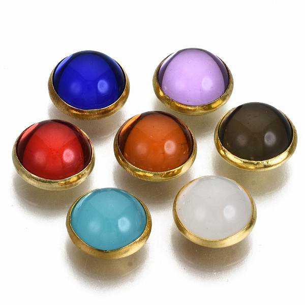 

PandaHall 4-Hole Translucent Acrylic Sewing Buttons, with Brass Findings, Half Round, Mixed Color, 10x6mm, Hole: 1mm, about 200pcs/bag..., Multicolor