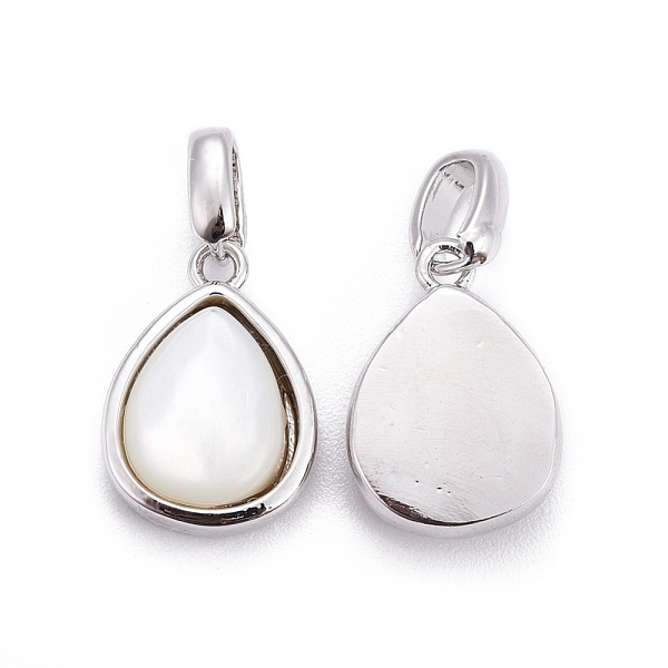 

PandaHall Natural White Shell Mother of Pearl Shell Charms, with Brass Findings, Teardrop, Platinum, 14.5x10x4.5mm, Hole: 3x4mm White Shell...