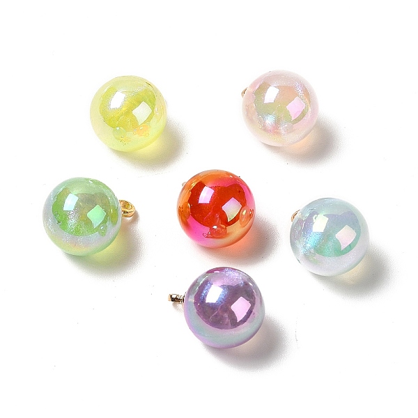

PandaHall UV Plating Acrylic Pendants, with Light Gold Tone Brass Findings, Round Charm, Mixed Color, 13.5x9.5mm, Hole: 1.6mm Brass+Acrylic..., Multicolor