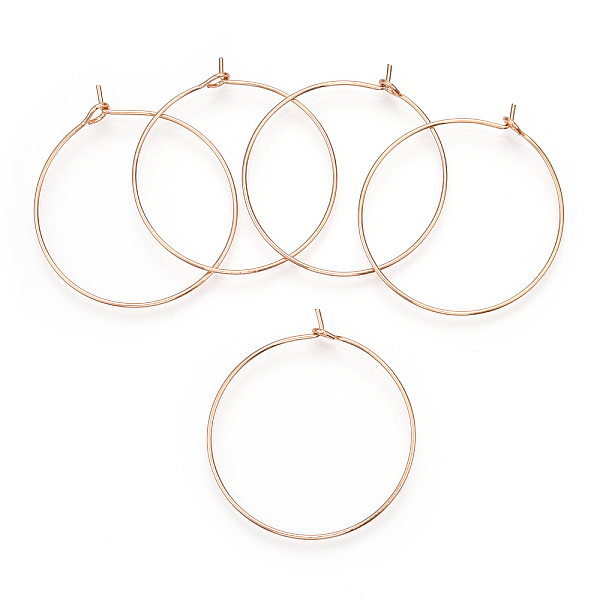 

PandaHall Long-Lasting Plated Brass Hoop Earrings Findings, Real Platinum Plated, Nickel Free, Ring, Light Gold, 21 Gauge, 31x0.7mm Brass