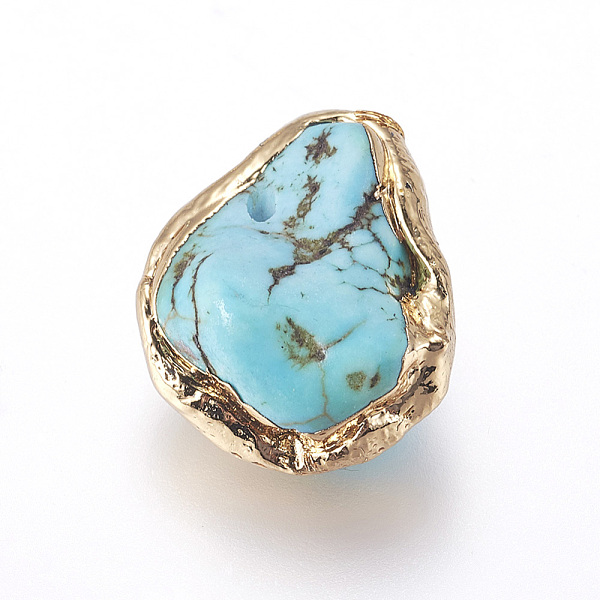 

PandaHall Natural Magnesite Beads, Dyed & Heated, Edge Plated, Nuggets, Golden, 18~27x14~17x9~12mm, Hole: 1.2mm Magnesite Nuggets