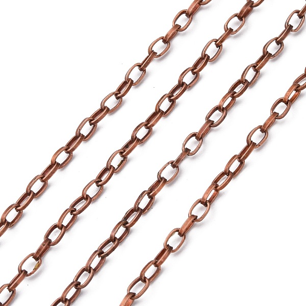 

PandaHall Iron Cable Chains, Unwelded, with Spool, Flat Oval, Red Copper, 5x3x0.7mm, about 328.08 Feet(100m)/roll Iron