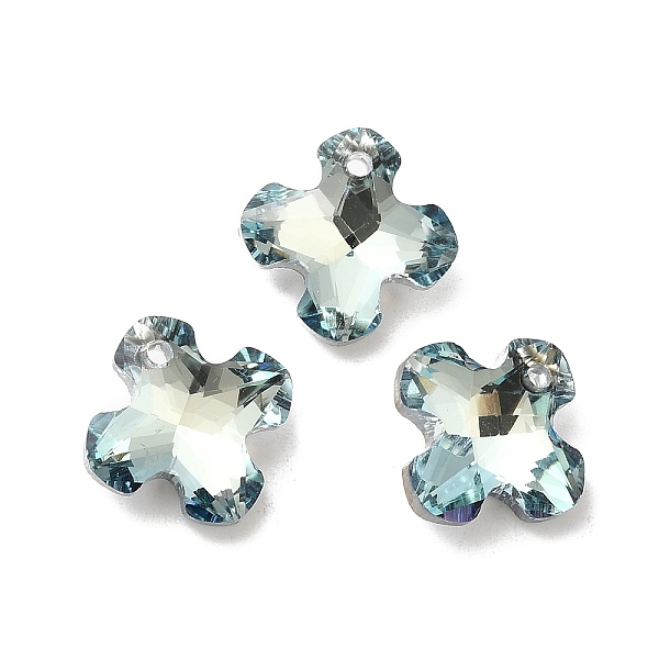 

PandaHall Electroplated Glass Pendants, Back Plated, Faceted, Clover Charms, Light Blue, 14x14x6mm, Hole: 1.2mm Glass Clover