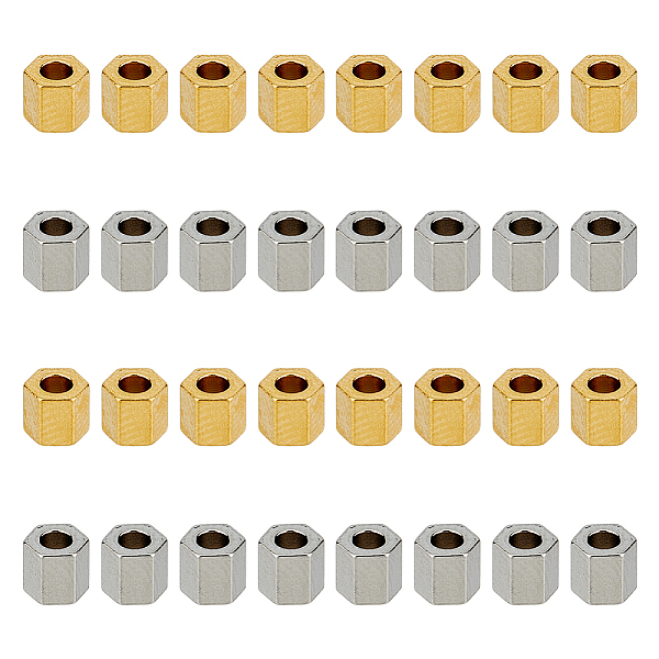 

PandaHall DICOSMETIC 60Pcs 2 Colors Cube Spacer Beads 4mm Large Hole Cube Metal Beads 3D Square Stainless Steel Beads European Beads for DIY...