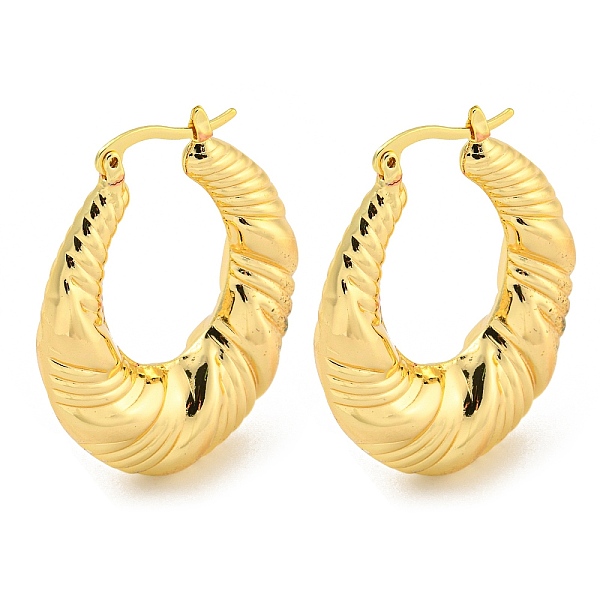 

PandaHall Rack Plating Brass Hoop Earrings, Long-Lasting Plated, Lead Free & Cadmium Free, Oval, Real 18K Gold Plated, 39.5x8.5x30mm Brass...